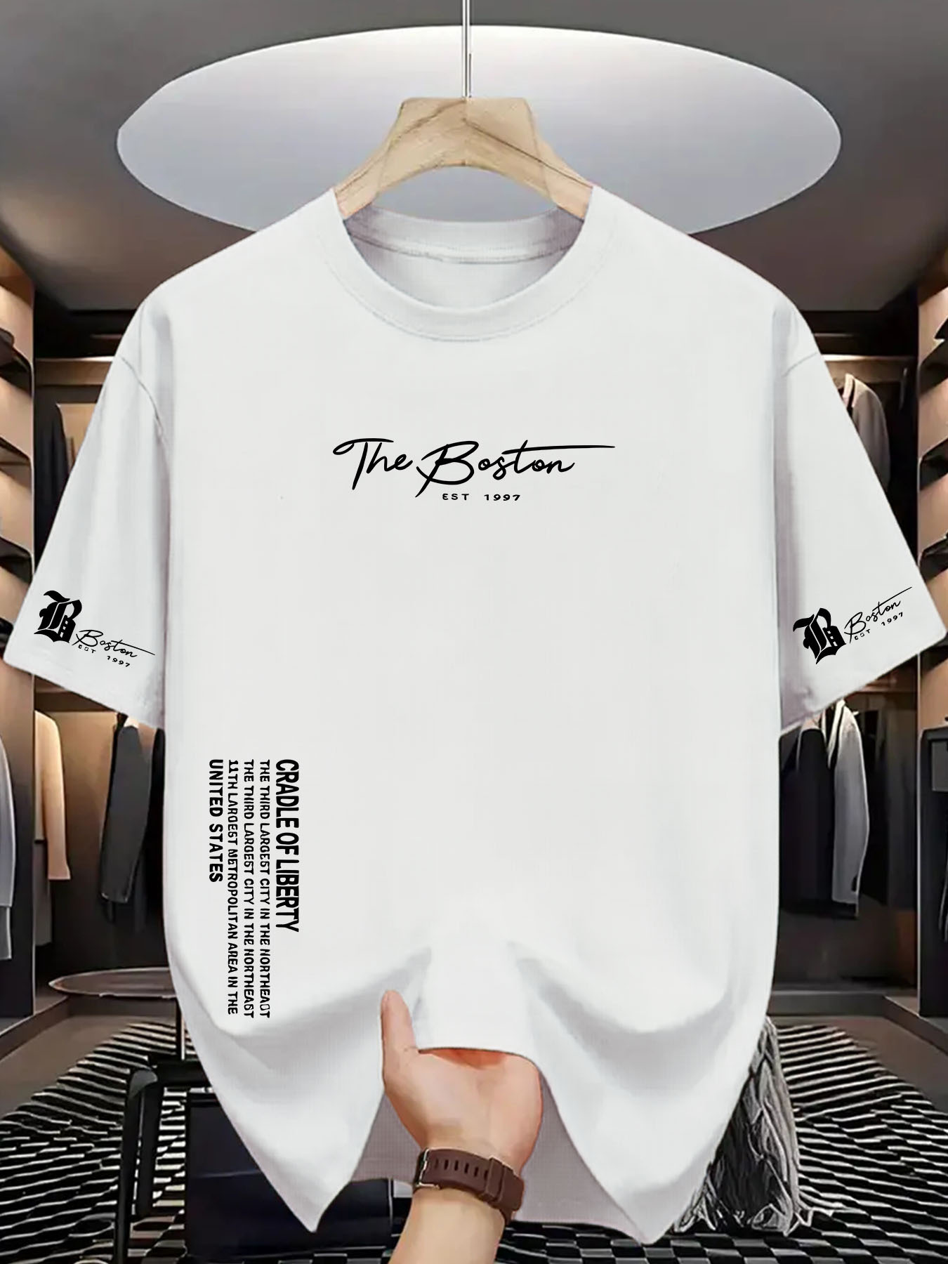 The Boston 1997 Men's Crew Neck T-Shirt, a Simple and Classic Design, a Versatile and Fashionable T-shirt
