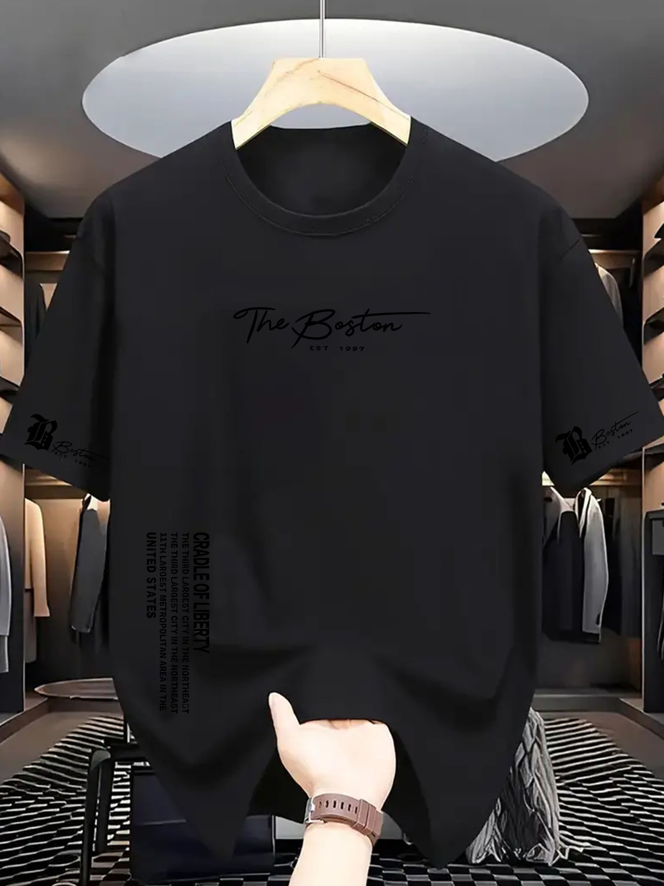 The Boston 1997 Men's Crew Neck T-Shirt, a Simple and Classic Design, a Versatile and Fashionable T-shirt