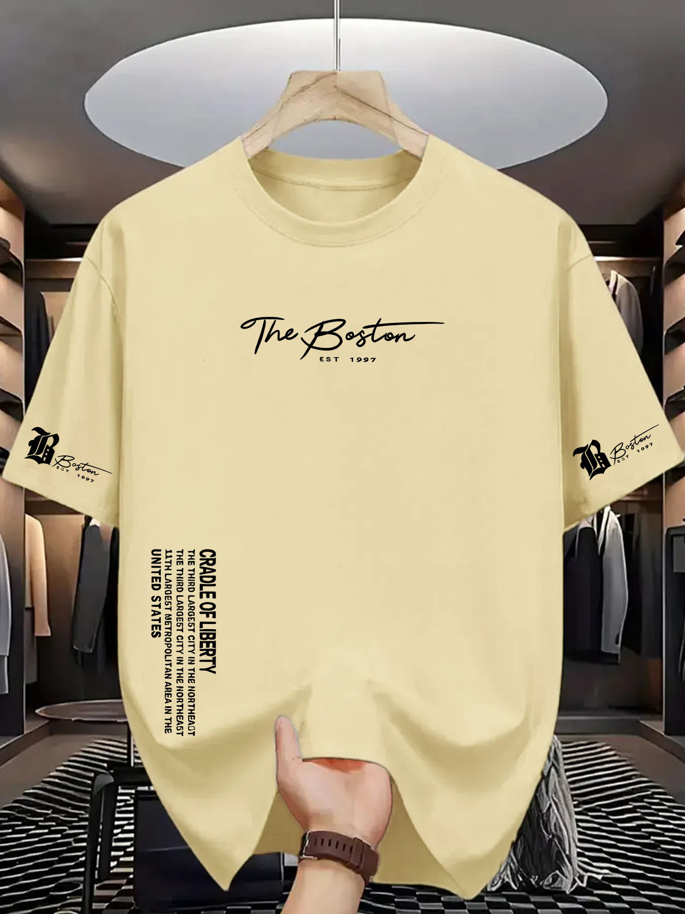 The Boston 1997 Men's Crew Neck T-Shirt, a Simple and Classic Design, a Versatile and Fashionable T-shirt