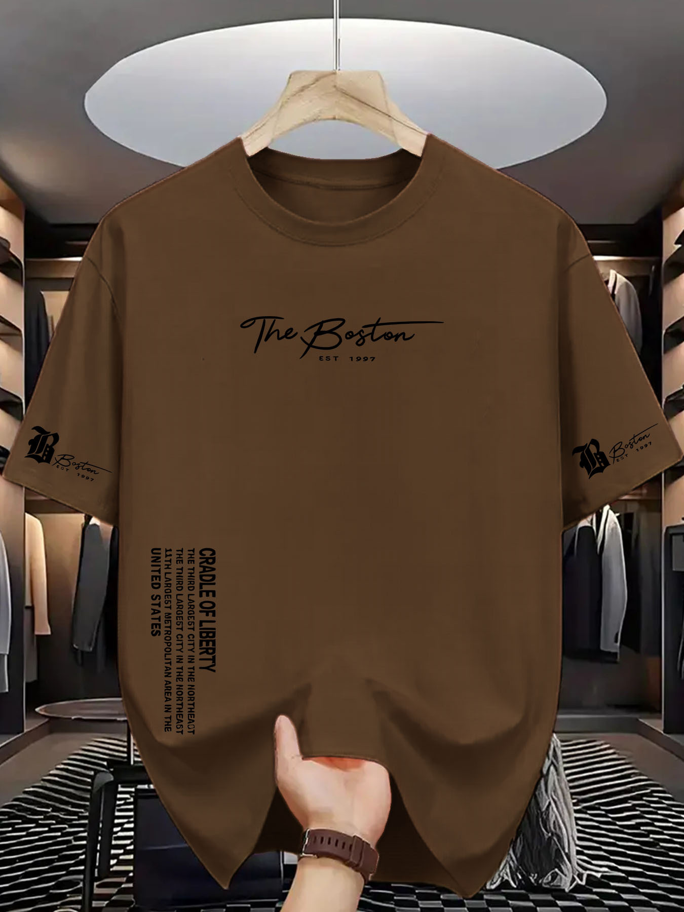 The Boston 1997 Men's Crew Neck T-Shirt, a Simple and Classic Design, a Versatile and Fashionable T-shirt