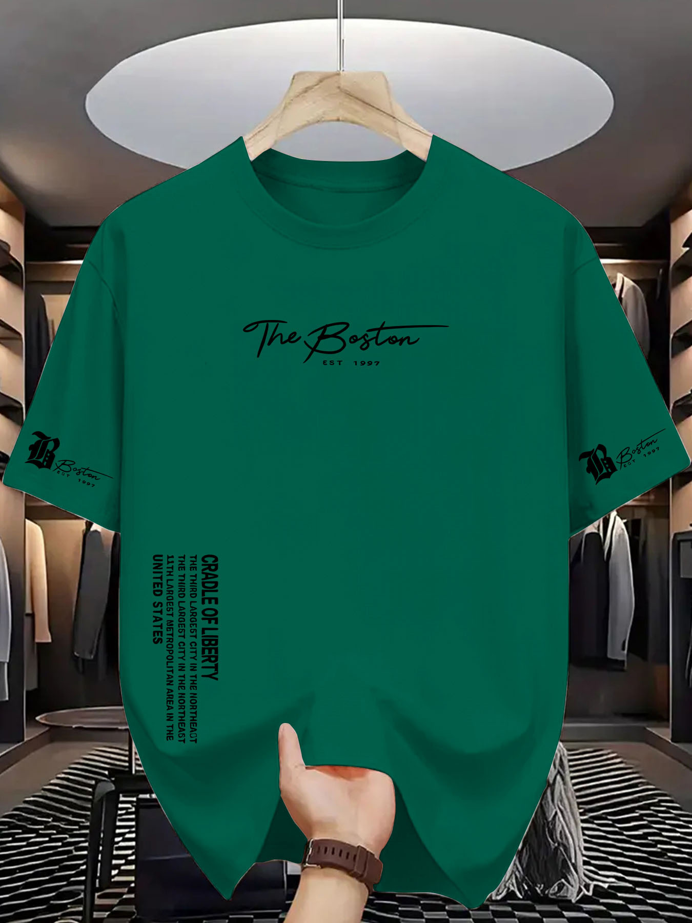 The Boston 1997 Men's Crew Neck T-Shirt, a Simple and Classic Design, a Versatile and Fashionable T-shirt