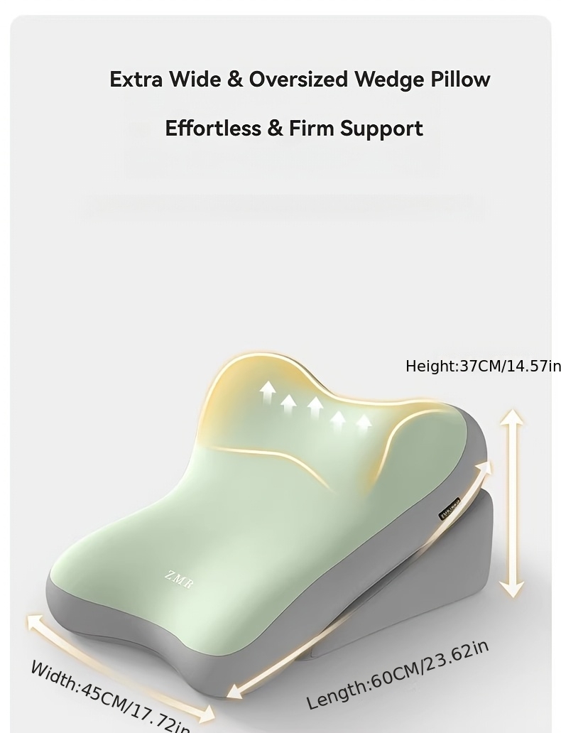 Ergonomic Bed Wedge Pillow, Adjustable Memory Foam Backrest for Reading, 2-Pcs Split Design Support Pillow for Sitting Up in Bed, Non-Slip Lumbar & Neck Cushion for Home Office & Relaxing