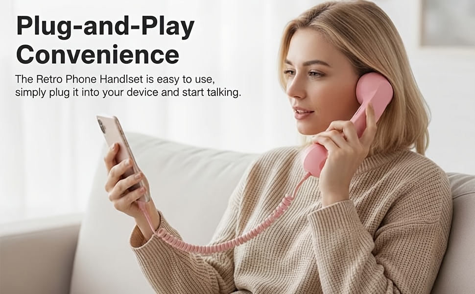 Black Retro Phone Handset, USB-C Plug & Play, Perfect Companion for Office Equipment & Phone Accessories. Nostalgic Design, Practical & Stylish, A Thoughtful Gift for Friends.