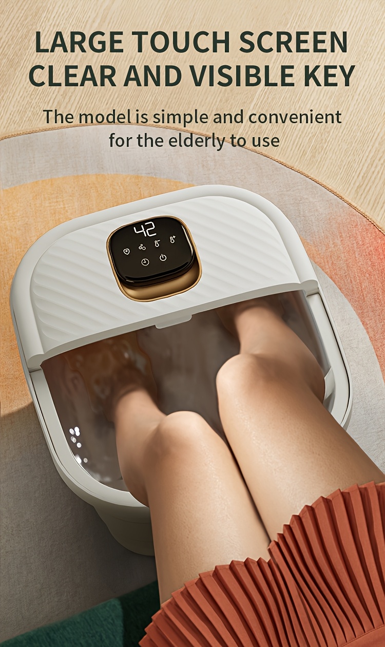 Collapsible Foot Spa with Heat, Foldable Foot Bath with Temperature Control Touchscreen, Foot Massage Rollers, Pedicure Spa for Home, Office, Relaxation, Gift for Men & Women