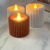 3D printed ribbed tealight candle holders in Red Granite and Marble White